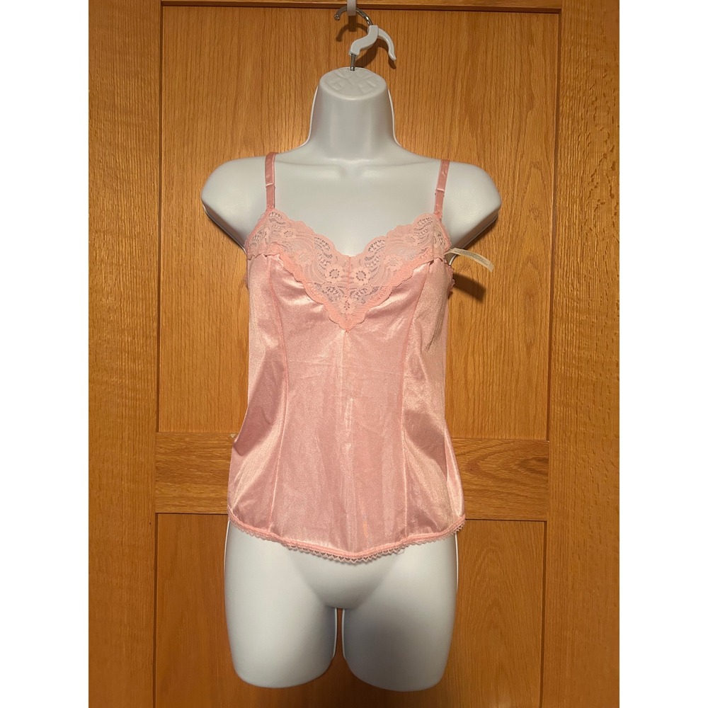NEW Vintage 90s Hanes Pink Lace Camisole Size 34 S Coquette Balletcore Lingerie